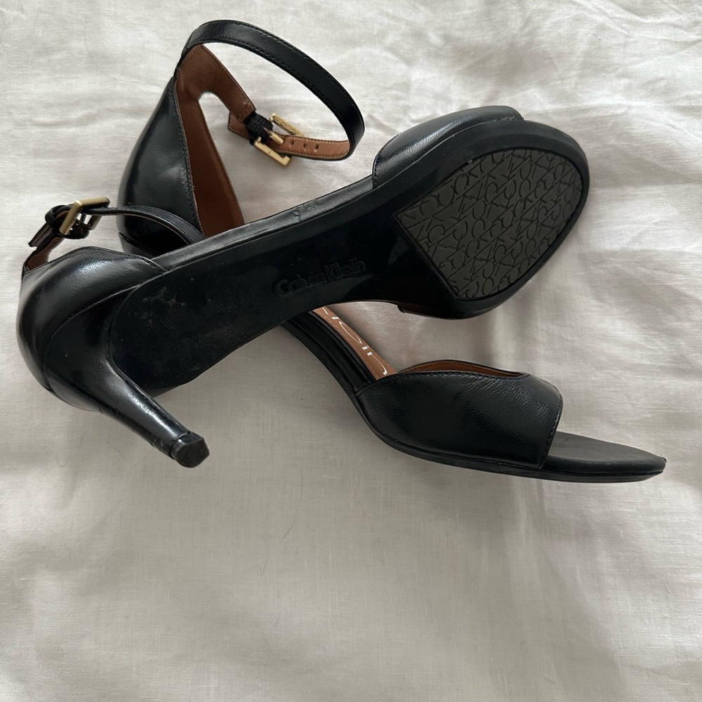 Black leather heels